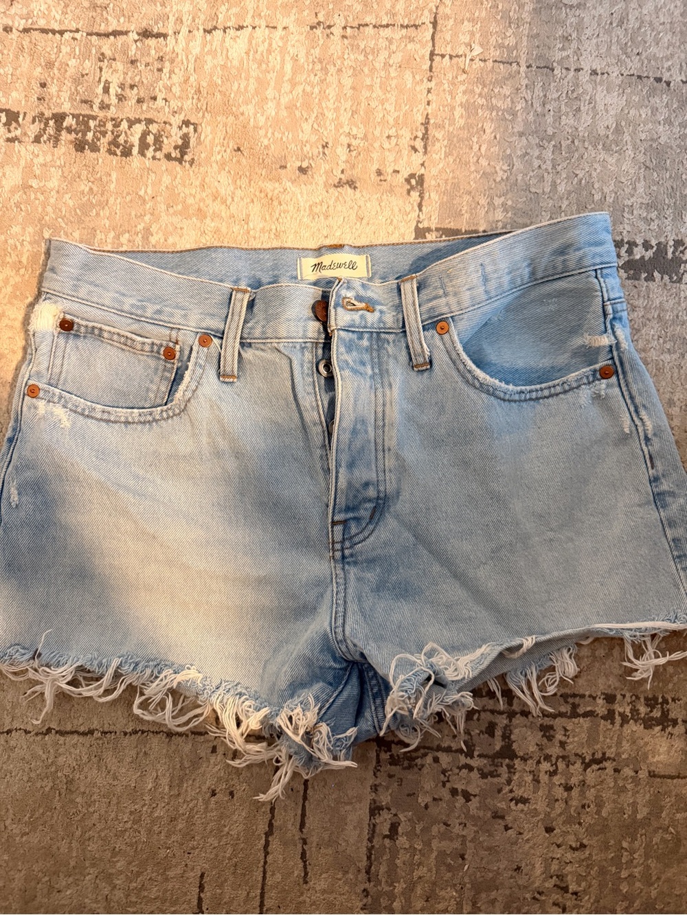 Madewell Light Blue Frayed Hem Denim Shorts